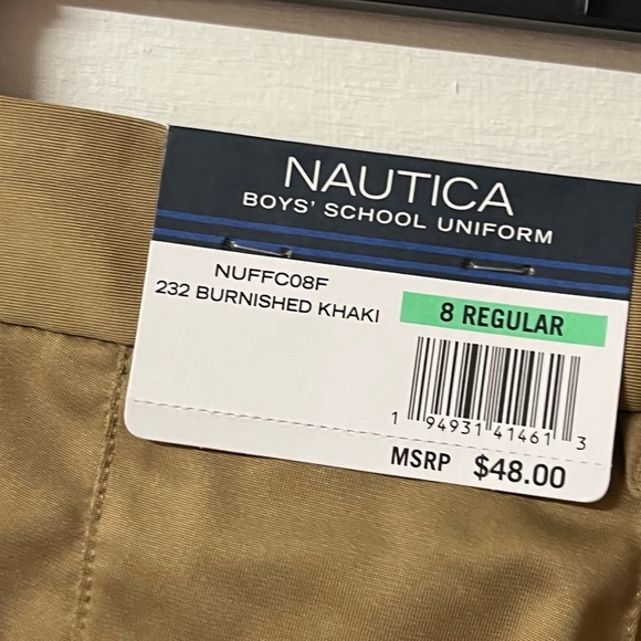 Nautica School Uniform Pants Burnished Khaki Polyester Size 8 Regular New - Picture 3 of 4
